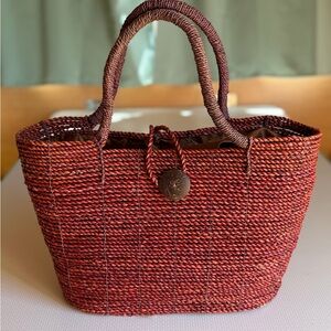 Woven Red/Brown Woven Tote Bag
